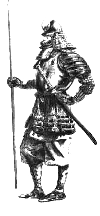 Wojownik samurajski w he�mie - kabuto.