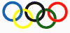 Logo - Mi�dzynarodowego Komitetu Olimpijskiego. Ko�a symbolizuj� pi�� kontynent�w : niebieskie - Europ�, ��te - Azj�, czarne - Afryk�, zielone - Oceani�, czerwone - Ameryk�.